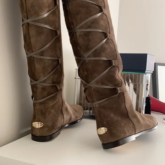 Jimmy Choo Suede Flat Mayfair boot, NWT Size 7.5 - Picture 2 of 4